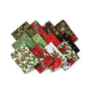 Hi Fashion Traditional Christmas Cotton Metallic Fabric Quarters